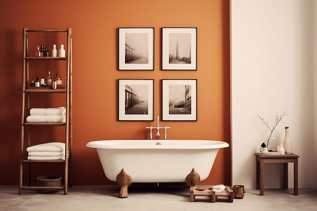 Diseño de interiores de baños vintage Renderizado en 3D