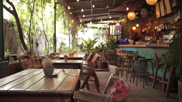 Diseño de interiores de cafeterías al aire libre Boho Generative