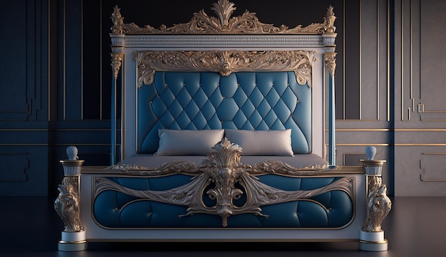 Diseño de interiores de cama tradicional de lujo de estilo clásico Imagen generada por IA