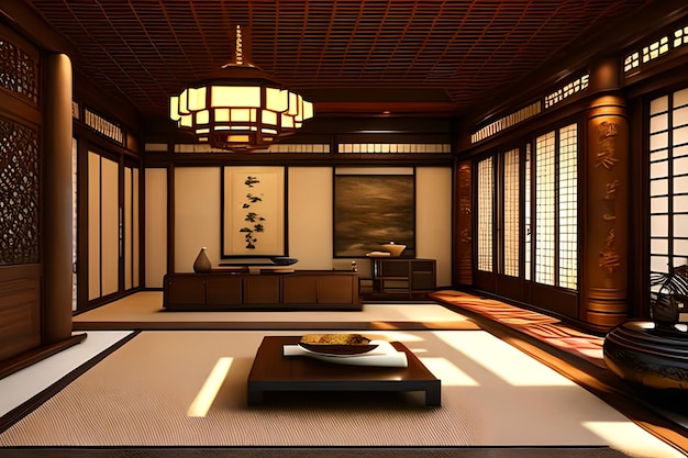 Diseño de interiores de casas japonesas de estilo oriental