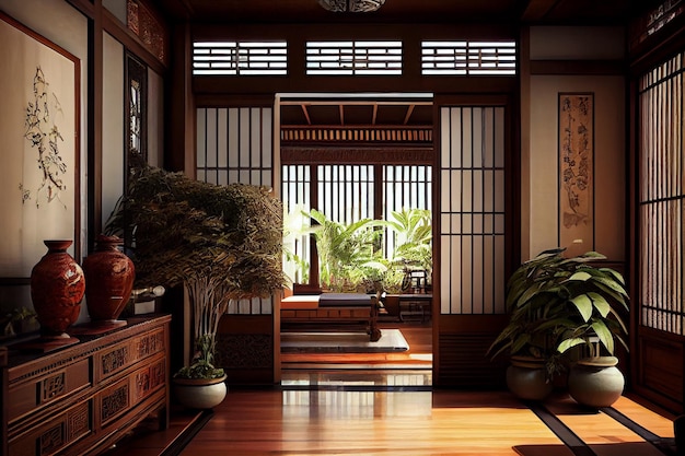 Diseño de interiores de casas japonesas de estilo oriental