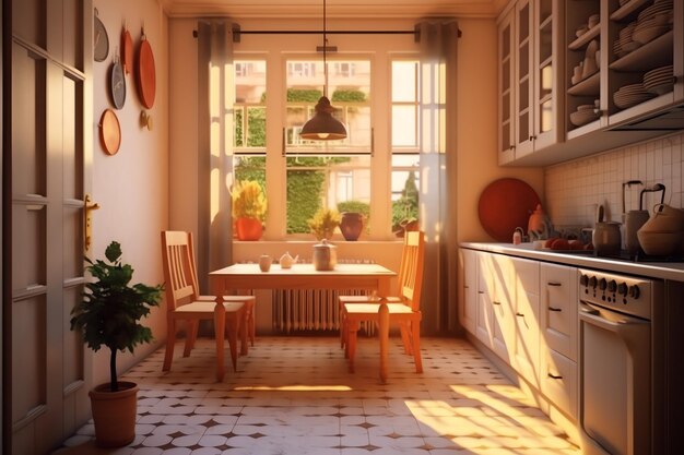 Diseño de interiores de cocina moderna en apartamento o casa con muebles Cocina de lujo escandinava