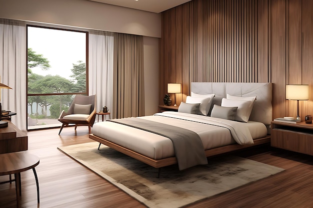Diseño de interiores de dormitorios Renderizado en 3D