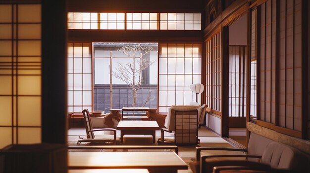 Foto diseño de interiores de habitación de estilo japonés blanco diseño de habitación oriental nihon interior ai generative