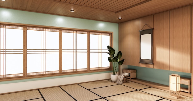 Diseño de interiores de habitación de estilo japonés menta