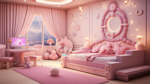 Foto diseño de interiores de habitaciones para niños para la pequeña princesa