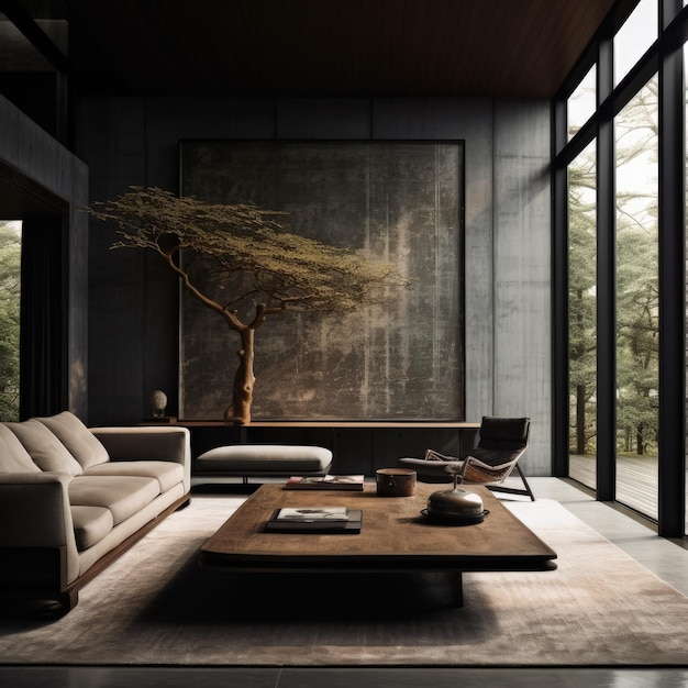 Diseño de interiores inspirado en el diseño de interiores moderno y elegante IA generativa