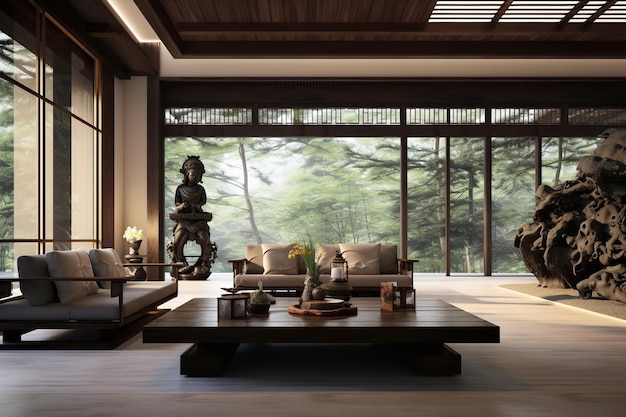 Diseño de interiores interior zen asiático moderno