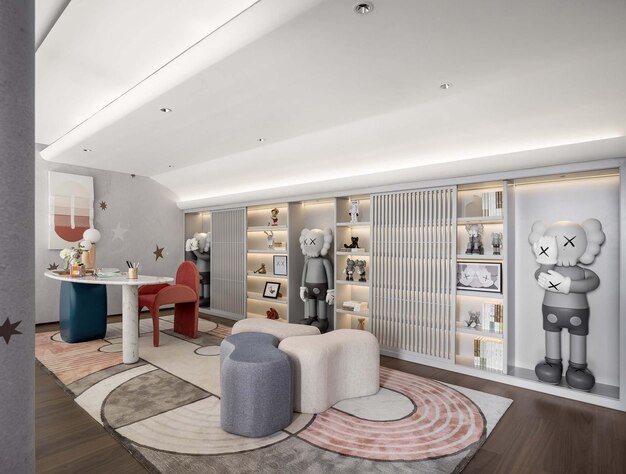 Diseño de interiores modernos con objetos de colección de Kaws