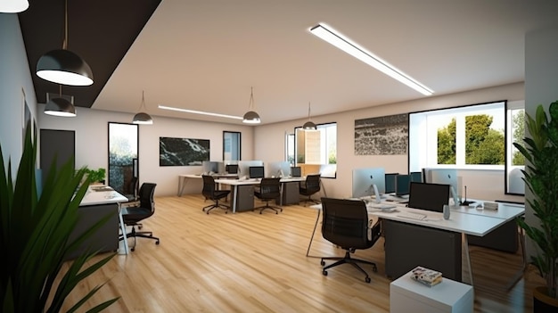 Diseño de interiores de oficinas inspirador estilo contemporáneo IA generativa AIG 31