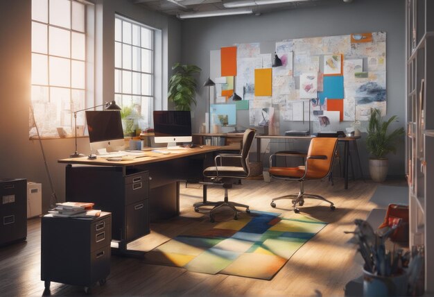 Diseño de interiores de oficinas modernas 3D