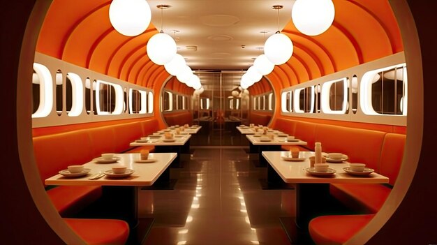 Diseño de interiores de restaurantes de barbacoa del Corán tema destacado blanco y naranja