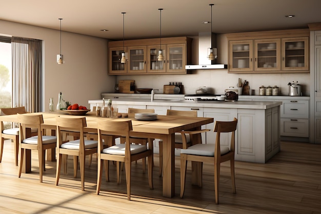 Diseño de interiores de sala de cocina gourmet Representación 3D