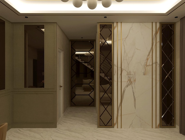 Diseño de interiores de sala de estar elegante y de lujo