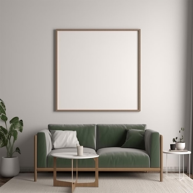 Foto diseño de interiores de sala de estar minimalista con marco en blanco