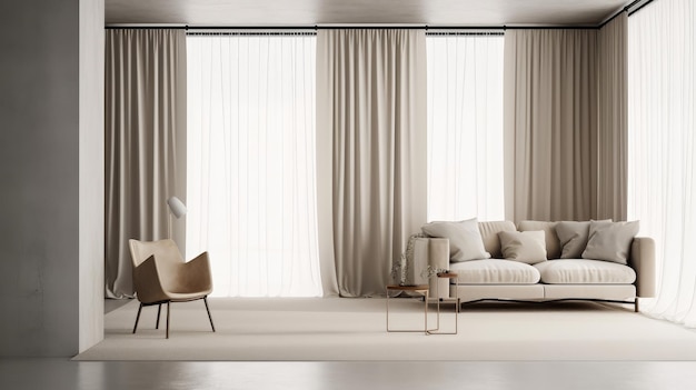 Diseño de interiores de sala de estar moderna Ilustración AI GenerativexD