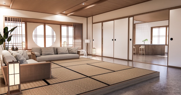 Diseño de interiores, sala de estar moderna zen estilo japonés