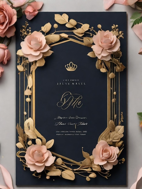 Diseño de invitaciones de boda con flores y hojas