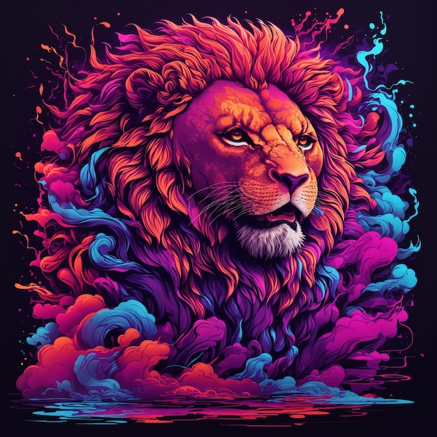 Un diseño ionhead disparó suave luz de neón púrpura y redtshirt art 3D vector art