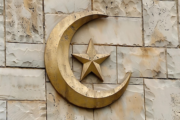 Diseño islámico de la luna y la estrella de Eid Mubarak