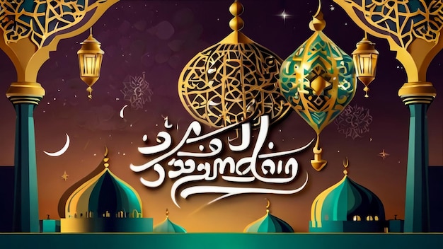 Diseño islámico de Ramadan Kareem con patrón árabe y caligrafía para el cartel de invitación del menú b