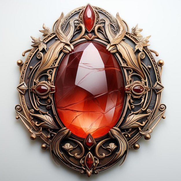 Diseño de joyas inspirado en Artgerm con piedra roja ornamental