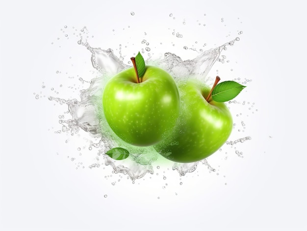 diseño de jugo de fruta de publicidad de manzana verde fresca
