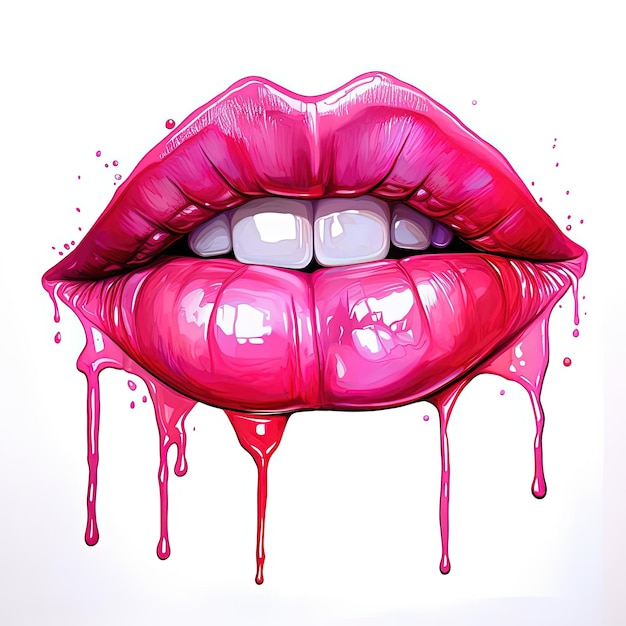 un diseño de labios de acuarela rosa al estilo de kerem beyit