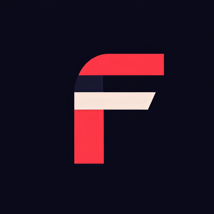 Foto diseño de la letra f del logotipo sobre fondo negro ilustración 3d rendering 3d