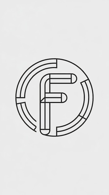 Diseño lineal minimalista del letrero del logotipo de la letra F