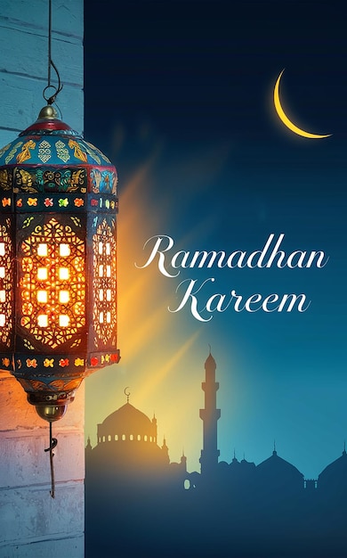Diseño de linterna de saludo de Kareem para el Ramadán