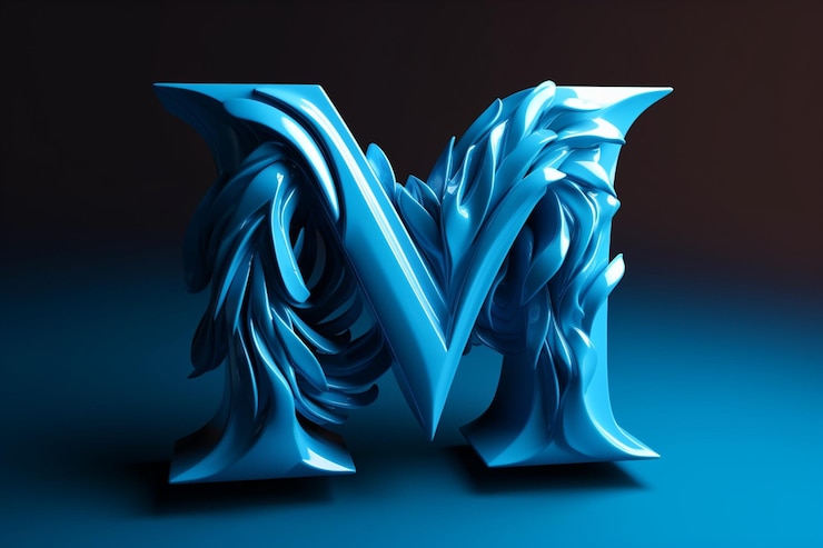 Foto el diseño del logotipo 3d de la letra m será de color azul, el fondo será blanco para que la letra m w