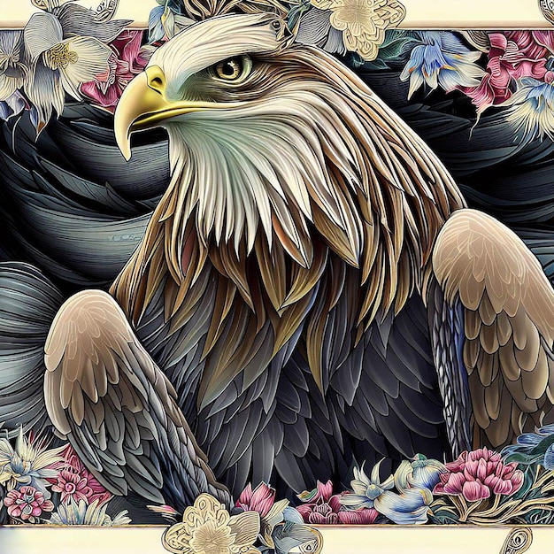 Diseño del logotipo 3D de Phoenix con ilustración de pájaro águila