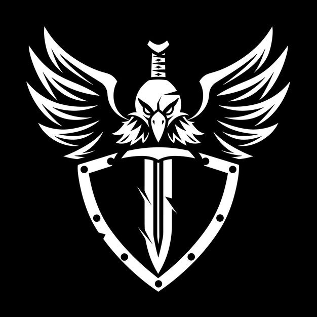 Diseño del logotipo del águila con una forma audaz y poderosa decorada con Shiel Creative Simple Minimal Art