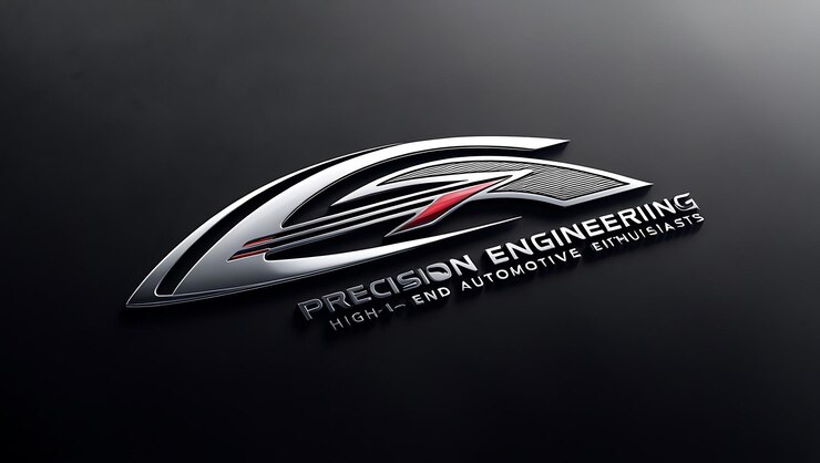 Foto diseño de logotipo de automóvil de lujo refinado elegancia innovación y rendimiento con cromo plateado metálico