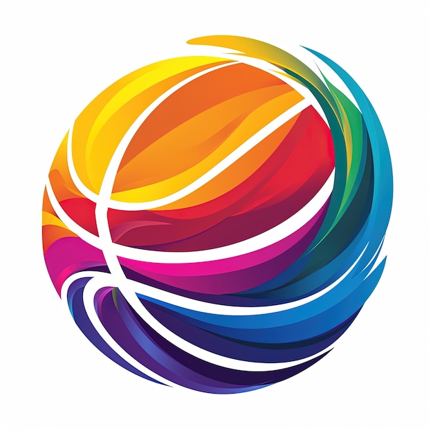 Foto diseño de logotipo de baloncesto al anillo con efecto arco iris camiseta maqueta logotipo esport logotipo