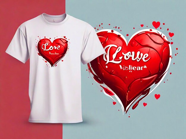 Foto un diseño de logotipo de camiseta de corazón y amor de san valentín