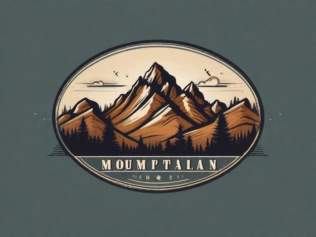 Foto diseño de logotipo de camiseta de senderismo de montaña