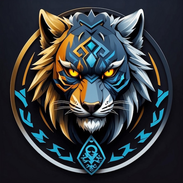 Foto diseño del logotipo de la cara del tigre logotipo del deporte del tigre vector de la ilustración del logotipo del tigre