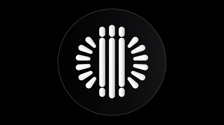 Foto diseño de logotipo circular abstracto en blanco y negro limpio y moderno con líneas y puntos simétricos