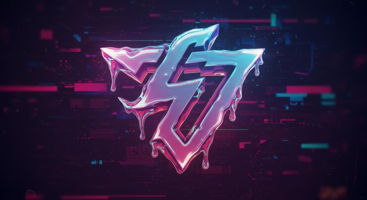 Foto diseño del logotipo de cyberpunk con efecto glitch