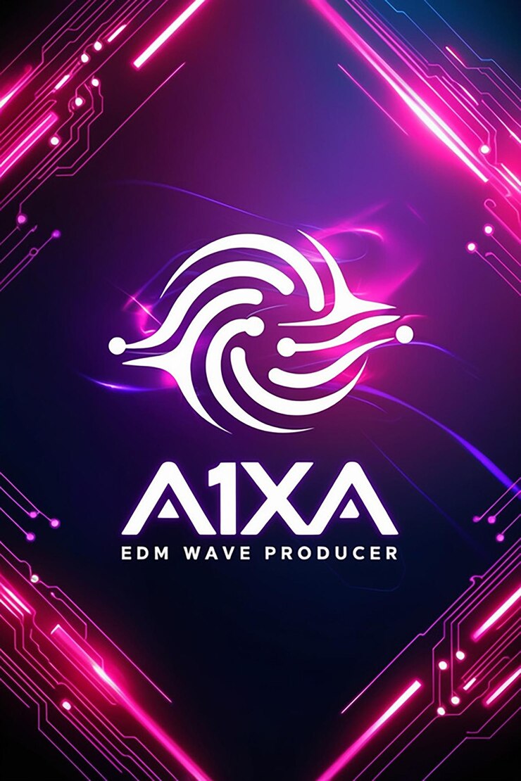 Foto diseño de logotipo de edm colorido con elementos de circuito