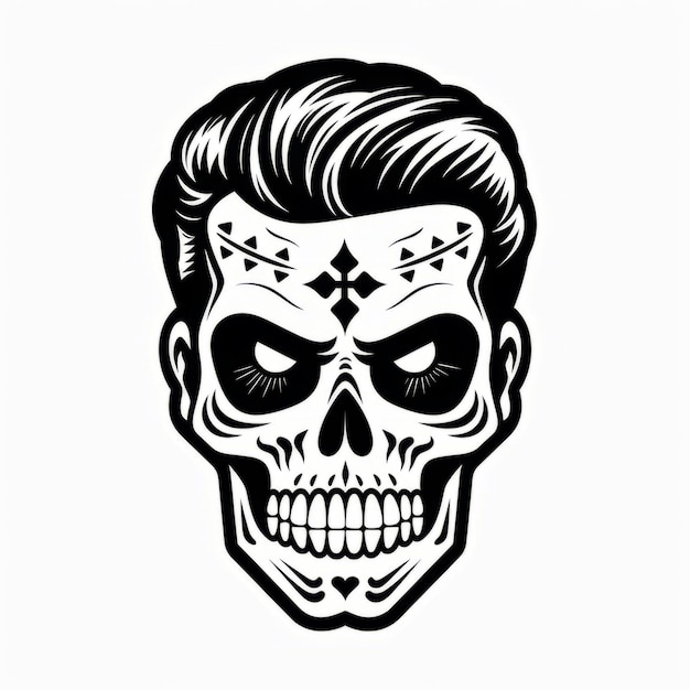 El diseño del logotipo de Elvis Presley Calavera Minimalist Skull Dogtag Sticker