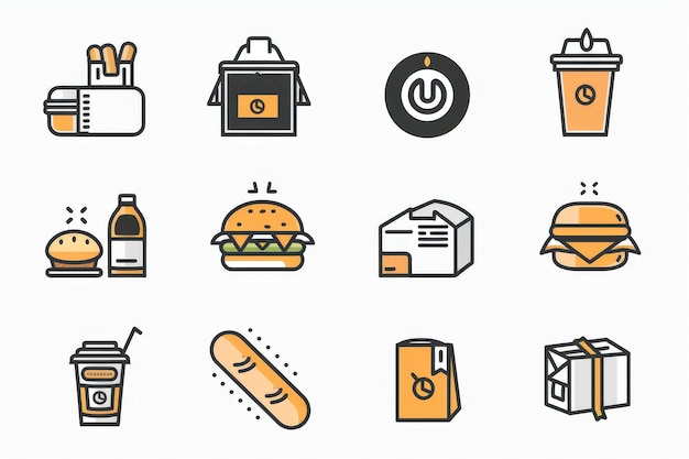 Diseño de logotipo de entrega de alimentos y paquetes con ilustración vectorial del icono de arte de la línea de entrega en fondo blanco