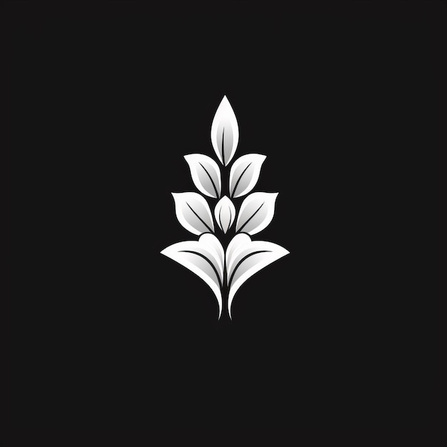 Foto diseño de logotipo de flor blanca minimalista en fondo negro