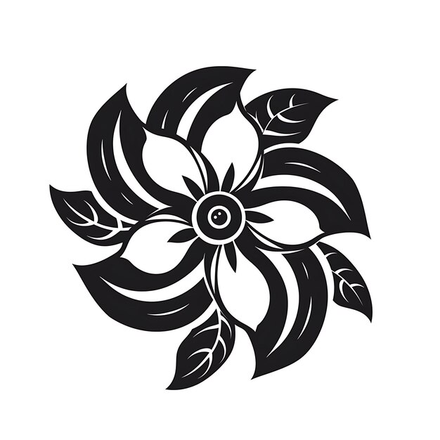 Diseño de logotipo de flor con forma de espiral decorada con pétalos y hojas creativo simple arte minimalista