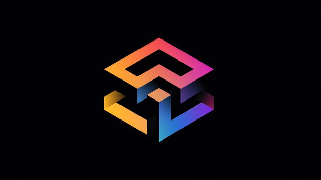 Diseño de logotipo geométrico abstractamente colorido con un efecto 3D
