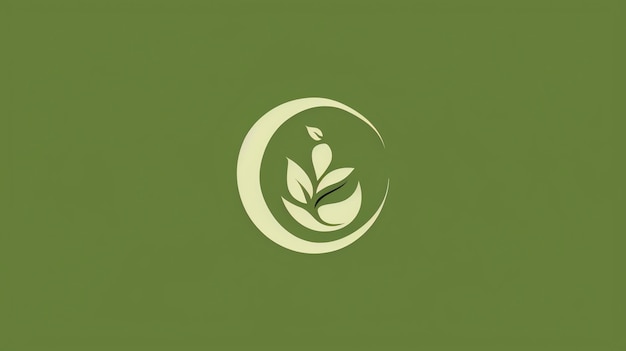 Diseño del logotipo de la hoja verde con un círculo