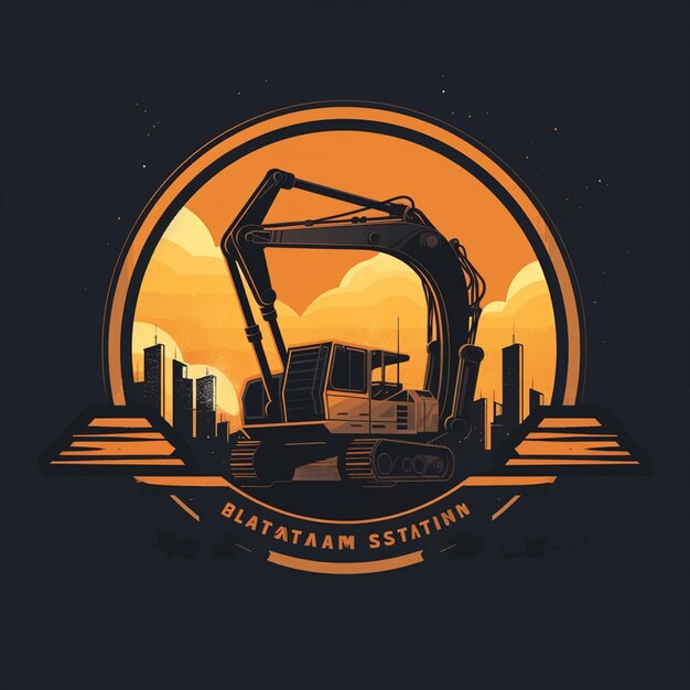 Foto diseño del logotipo del ilustrador de excavadoras pesadas