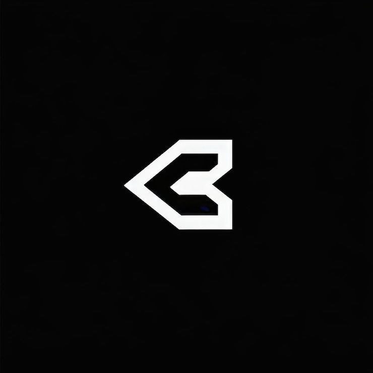 Foto diseño del logotipo de la letra b con efecto de espacio negativo blanco sobre fondo negro